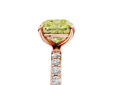 Rose gold Fancy Yellow Cushion Cut Diamond Solitaire Ring with Pave Band and Four Prong Setting_92