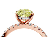 Rose gold Fancy Yellow Cushion Cut Diamond Solitaire Ring with Round  Pavé Band and Four-Prong Setting_40