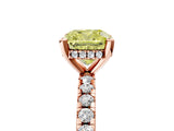 Rose gold Fancy Yellow Cushion Cut Diamond Solitaire Ring with Round  Pavé Band and Four-Prong Setting_41