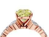 Rose gold Fancy Yellow Cushion Cut Diamond Solitaire Ring with Side Stones and Four-Prong Setting_55