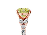 Rose gold Fancy Yellow Cushion Cut Diamond Solitaire Ring with Side Stones and Four-Prong Setting_56