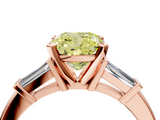 Rose gold Fancy Yellow Cushion  Cut Diamond Solitaire Ring with Tapered Baguette Accents and Four-Prong Setting_49