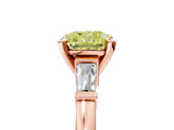 Rose gold Fancy Yellow Cushion  Cut Diamond Solitaire Ring with Tapered Baguette Accents and Four-Prong Setting_50