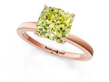 Rose gold Fancy Yellow Cushion Cut Diamond Solitaire Ring with Thin Band and Prong Setting_13