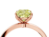 Rose gold Fancy Yellow Cushion Cut Diamond Solitaire Ring with Thin Band and Prong Setting_16