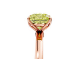 Rose gold Fancy Yellow Cushion Cut Diamond Solitaire Ring with Thin Band and Prong Setting_17