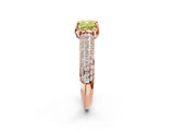 Rose gold Fancy Yellow Cushion Cut Diamond Solitaire Ring with Three-Row Pavé Band and Four-Prong Setting_38