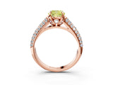 Rose gold Fancy Yellow Cushion Cut Diamond Solitaire Ring with Three-Row Pavé Band and Four-Prong Setting_39