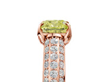 Rose gold Fancy Yellow Cushion Cut Diamond Solitaire Ring with Three-Row Pavé Band and Four-Prong Setting_41
