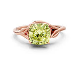 Rose gold Fancy Yellow Cushion Cut Diamond Solitaire Ring with Twist Band and Four-Prong Setting_57