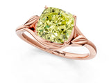 Rose gold Fancy Yellow Cushion Cut Diamond Solitaire Ring with Twist Band and Four-Prong Setting_58