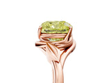 Rose gold Fancy Yellow Cushion Cut Diamond Solitaire Ring with Twist Band and Four-Prong Setting_62