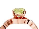 Rose gold Fancy Yellow Cushion Cut Diamond Solitaire Ring with Twisted Band and Prong Setting_199
