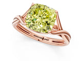Rose gold Fancy Yellow Cushion Cut Diamond Solitaire Twist Band Prong Setting Ring_73