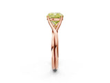 Rose gold Fancy Yellow Cushion Cut Diamond Solitaire Twist Band Prong Setting Ring_74