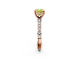 Rose gold Fancy Yellow Cushion  Cut Diamond Solitaire with Pave Band and Four-Prong Setting 2