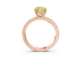 Rose gold Fancy Yellow Cushion  Cut Diamond Solitaire with Pave Band and Four-Prong Setting 3
