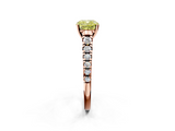 Rose gold Fancy Yellow Cushion  Cut Diamond Solitaire with Pave Band and Four-Prong Setting_176