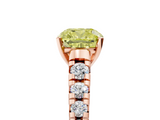 Rose gold Fancy Yellow Cushion  Cut Diamond Solitaire with Pave Band and Four-Prong Setting_179