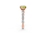 Rose gold Fancy Yellow Cushion Cut Diamond Solitaire with Side Stones, Pave Band, Four-Prong Setting_104