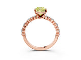 Rose gold Fancy Yellow Cushion Cut Diamond Solitaire with Side Stones, Pave Band, Four-Prong Setting_105