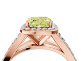 Rose gold Fancy Yellow Cushion Cut Diamond Split Shank Halo Ring with Four-Prong Setting_62