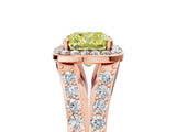 Rose gold Fancy Yellow Cushion Cut Diamond Split Shank Halo Ring with Four-Prong Setting_63