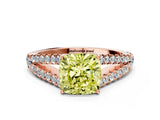 Rose gold Fancy Yellow Cushion Cut Diamond Split Shank Pavé Engagement Ring with Four-Prong Setting_75