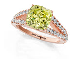 Rose gold Fancy Yellow Cushion Cut Diamond Split Shank Pavé Engagement Ring with Four-Prong Setting_76