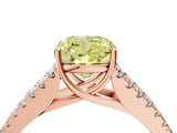 Rose gold Fancy Yellow Cushion Cut Diamond Split Shank Pavé Engagement Ring with Four-Prong Setting_79