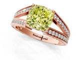 Rose gold Fancy Yellow Cushion Cut Diamond Split Shank Ring with Pavé Band and Four-Prong Setting_44