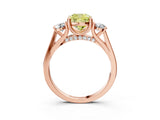 Rose gold Fancy Yellow Cushion Cut Diamond Three-Stone Engagement Ring with Prong Setting and Pavé Band_15