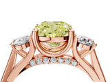 Rose gold Fancy Yellow Cushion Cut Diamond Three-Stone Engagement Ring with Prong Setting and Pavé Band_16
