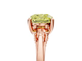 Rose gold Fancy Yellow Cushion Cut Diamond Three-Stone Engagement Ring with Prong Setting and Pavé Band_5