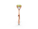 Rose gold Fancy Yellow Cushion Cut Diamond Three-Stone Ring with Pear Side Stones and Four-Prong Setting_87