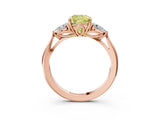 Rose gold Fancy Yellow Cushion Cut Diamond Three-Stone Ring with Pear Side Stones and Four-Prong Setting_88