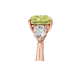 Rose gold Fancy Yellow Cushion Cut Diamond Three-Stone Ring with Pear Side Stones and Four-Prong Setting_90