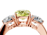 Rose gold Fancy Yellow Cushion Cut Diamond Three-Stone Ring with Prong Setting and Classic Band_115