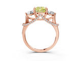 Rose gold Fancy Yellow Cushion Cut Diamond Three-Stone Ring with Prong Setting and Pavé Band_3