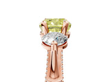 Rose gold Fancy Yellow Cushion Cut Diamond Three-Stone Ring with Prong Setting and Pavé Band_5