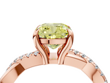 Rose gold Fancy Yellow Cushion  Cut Diamond Twist Band Solitaire with Prong Setting_28