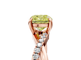 Rose gold Fancy Yellow Cushion  Cut Diamond Twist Band Solitaire with Prong Setting_29