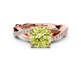 Rose gold Fancy Yellow Cushion  Cut Diamond Twisted Band Engagement Ring with Prong Setting_3