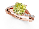 Rose gold Fancy Yellow Cushion  Cut Diamond Twisted Band Engagement Ring with Prong Setting_4