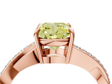 Rose gold Fancy Yellow Cushion  Cut Diamond Twisted Band Engagement Ring with Prong Setting_7