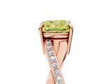 Rose gold Fancy Yellow Cushion  Cut Diamond Twisted Band Engagement Ring with Prong Setting_8