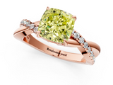 Rose gold Fancy Yellow Cushion  Cut Diamond Twisted Band with Pavé Setting and Four-Prong Setting_20