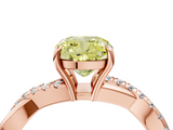 Rose gold Fancy Yellow Cushion  Cut Diamond Twisted Band with Pavé Setting and Four-Prong Setting_23