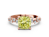 Rose gold Fancy Yellow Cushion  Cut Diamond Vine Band with Four-Prong Setting_82