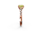 Rose gold Fancy Yellow Cushion  Cut Diamond Vine Band with Four-Prong Setting_84